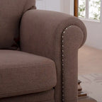 Sillón decorativo marrón con adornos de tachuelas, 37.4"