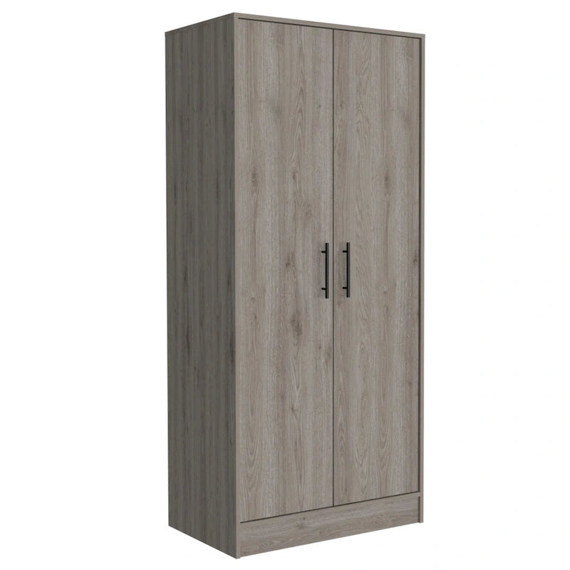 Armario moderno de doble puerta con dos estantes y un cajón