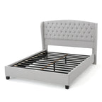 Cama de plataforma tapizada King Size con cabecero Wingback con botones
