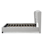 Cama de plataforma tapizada King Size con cabecero Wingback con botones