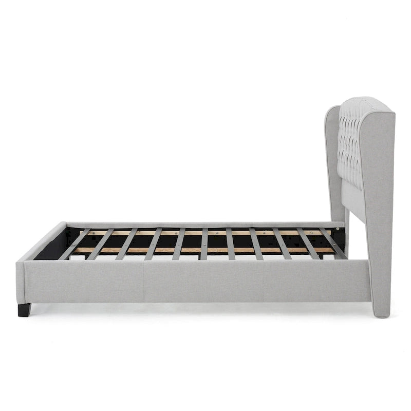 Cama de plataforma tapizada King Size con cabecero Wingback con botones