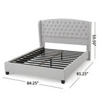 Cama de plataforma tapizada King Size con cabecero Wingback con botones
