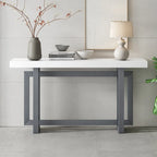 Mesa consola de 59 pulgadas con patas de madera maciza y estante inferior