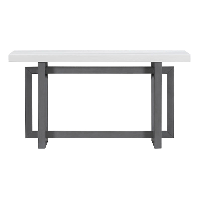 Mesa consola de 59 pulgadas con patas de madera maciza y estante inferior
