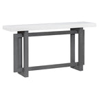 Mesa consola de 59 pulgadas con patas de madera maciza y estante inferior