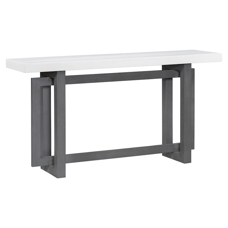 Mesa consola de 59 pulgadas con patas de madera maciza y estante inferior