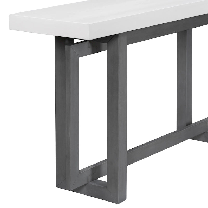 Mesa consola de 59 pulgadas con patas de madera maciza y estante inferior