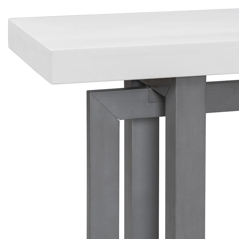Mesa consola de 59 pulgadas con patas de madera maciza y estante inferior
