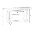 Mesa consola de 59 pulgadas con patas de madera maciza y estante inferior