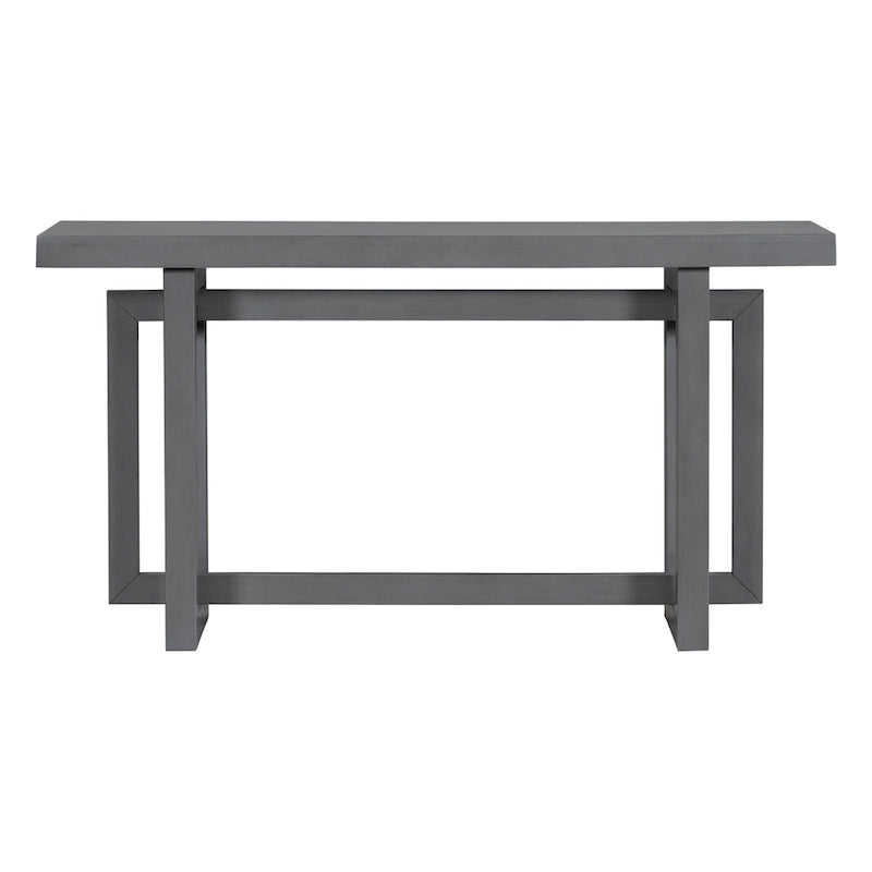 Mesa consola de 59 pulgadas con patas de madera maciza y estante inferior
