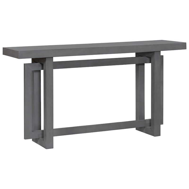 Mesa consola de 59 pulgadas con patas de madera maciza y estante inferior