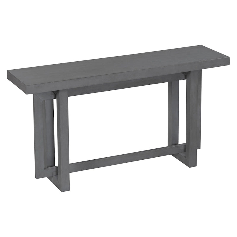 Mesa consola de 59 pulgadas con patas de madera maciza y estante inferior