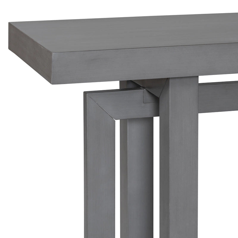 Mesa consola de 59 pulgadas con patas de madera maciza y estante inferior