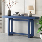 Mesa consola de 59 pulgadas con patas de madera maciza y estante inferior