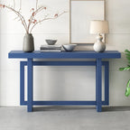 Mesa consola de 59 pulgadas con patas de madera maciza y estante inferior