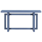 Mesa consola de 59 pulgadas con patas de madera maciza y estante inferior