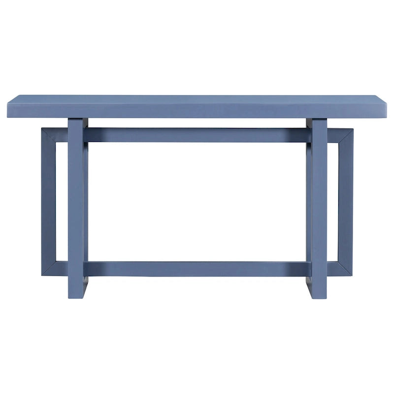 Mesa consola de 59 pulgadas con patas de madera maciza y estante inferior