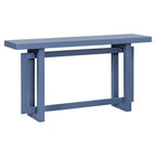 Mesa consola de 59 pulgadas con patas de madera maciza y estante inferior