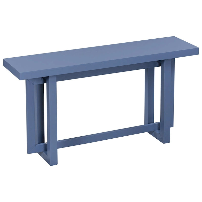 Mesa consola de 59 pulgadas con patas de madera maciza y estante inferior