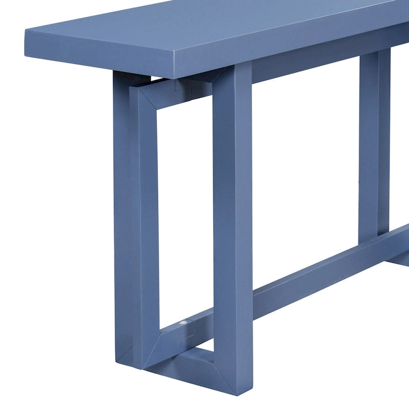 Mesa consola de 59 pulgadas con patas de madera maciza y estante inferior