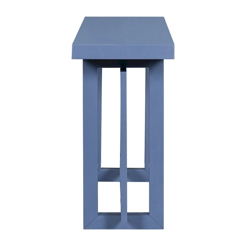 Mesa consola de 59 pulgadas con patas de madera maciza y estante inferior