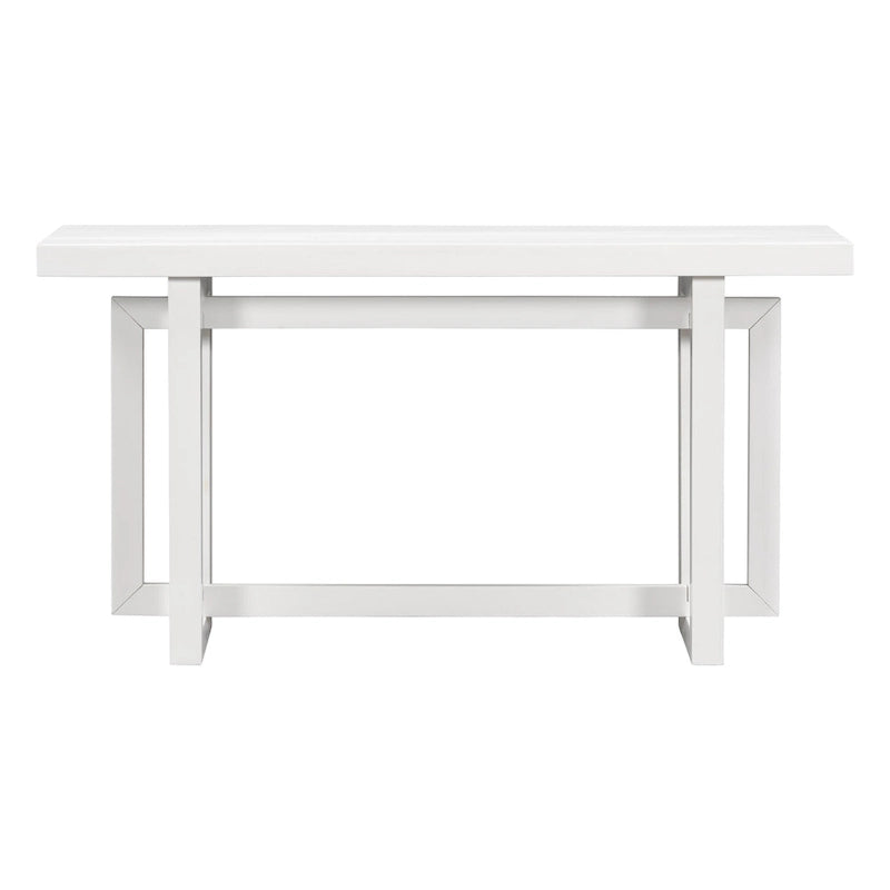 Mesa consola de 59 pulgadas con patas de madera maciza y estante inferior