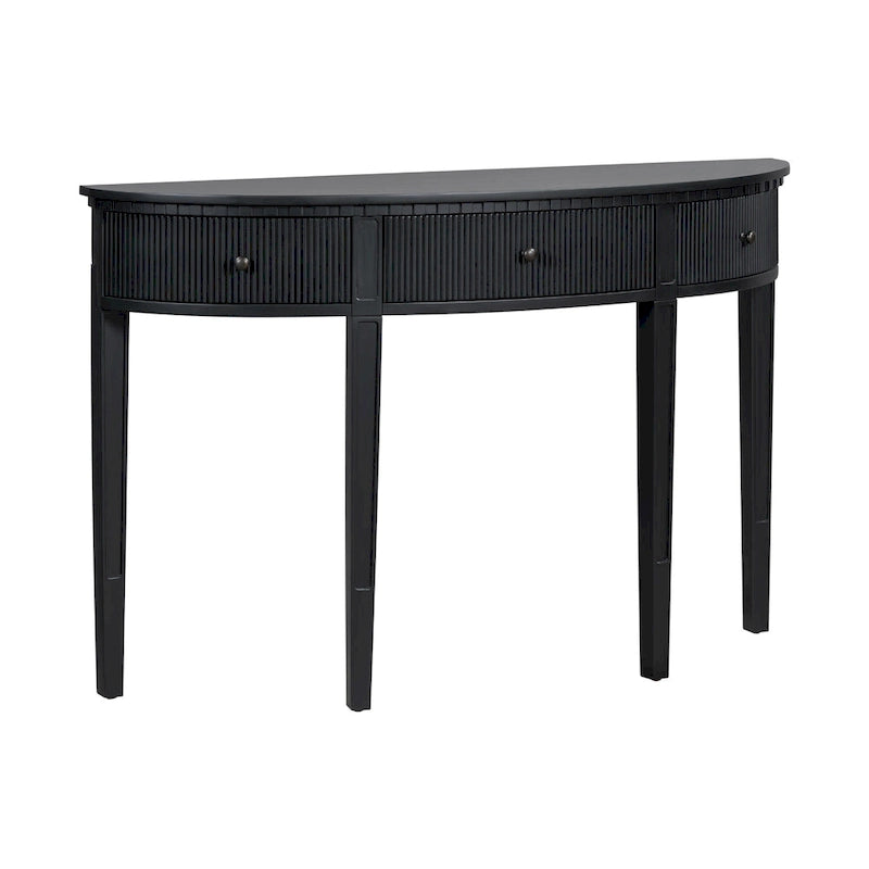 Moderne gebogen consoletafel met ladefronten met verticale strepen voor hal, gang of woonkamer