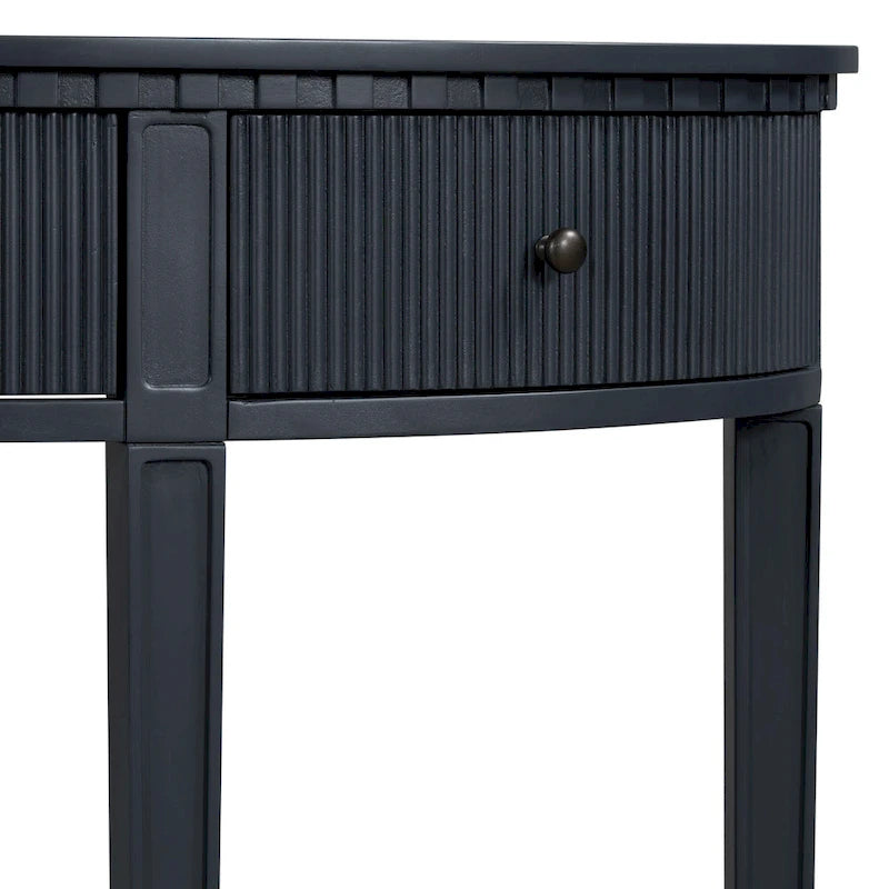 Moderne gebogen consoletafel met ladefronten met verticale strepen voor hal, gang of woonkamer