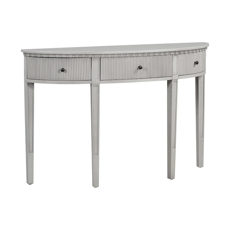 Moderne gebogen consoletafel met ladefronten met verticale strepen voor hal, gang of woonkamer