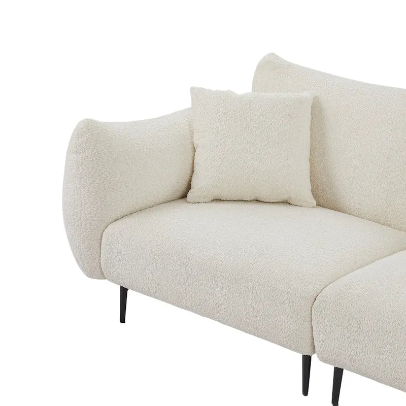 Sofá de 64" para 2 personas tapizado en sherpa con estructura de madera maciza