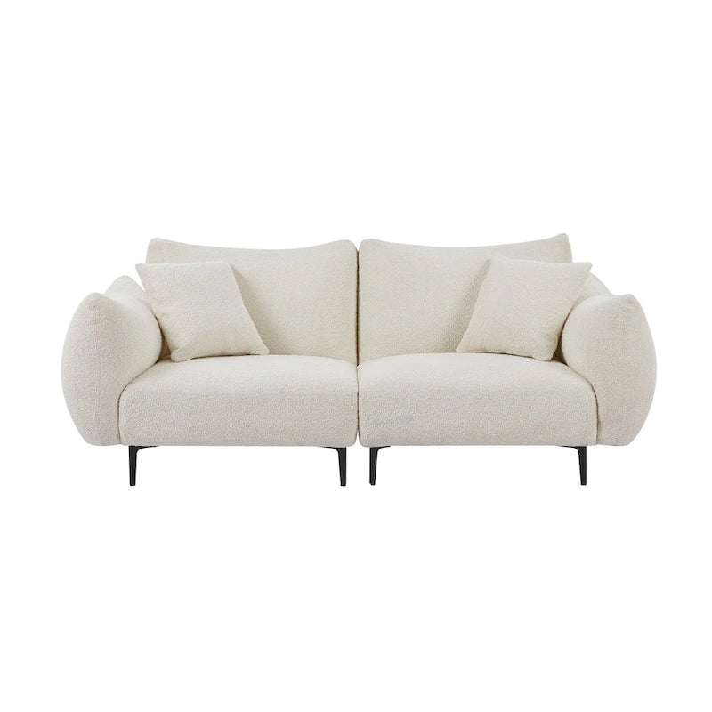 Sofá de 64" para 2 personas tapizado en sherpa con estructura de madera maciza