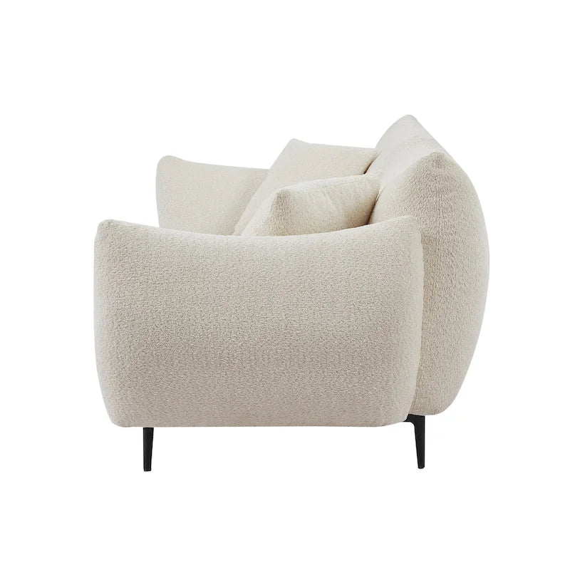 Sofá de 64" para 2 personas tapizado en sherpa con estructura de madera maciza