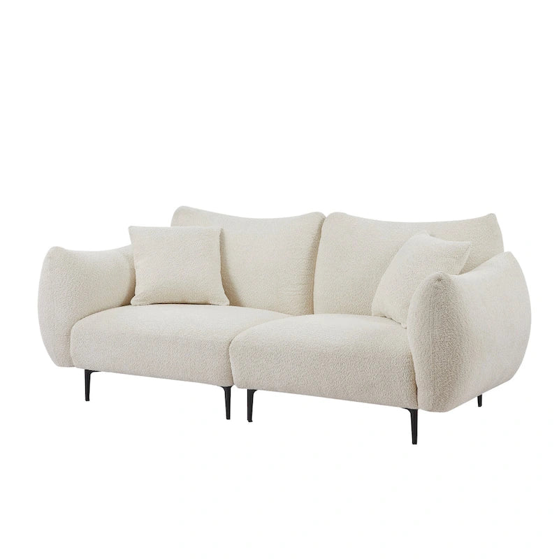 Sofá de 64" para 2 personas tapizado en sherpa con estructura de madera maciza