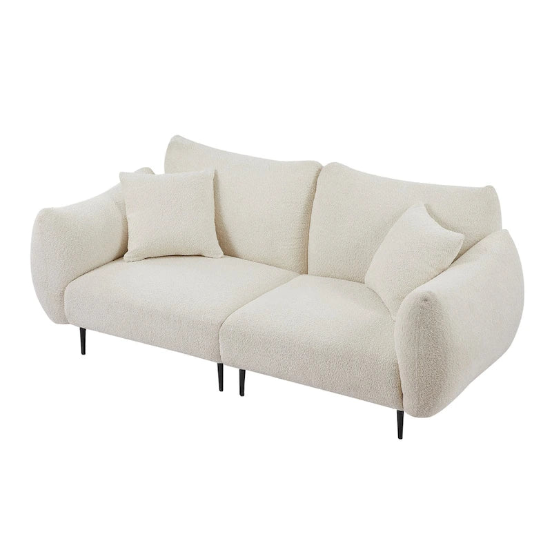 Sofá de 64" para 2 personas tapizado en sherpa con estructura de madera maciza