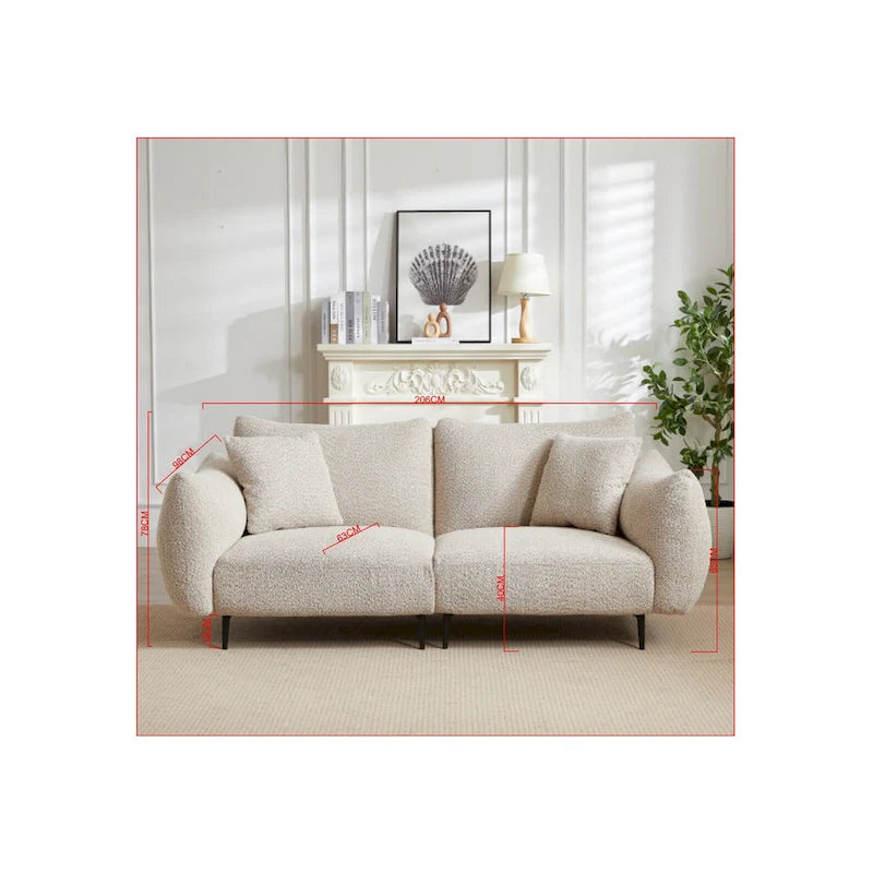 Sofá de 64" para 2 personas tapizado en sherpa con estructura de madera maciza