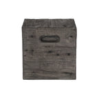 Mesa auxiliar tipo caja de madera rústica cuadrada