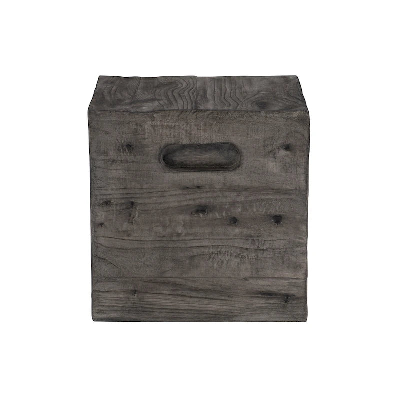 Mesa auxiliar tipo caja de madera rústica cuadrada
