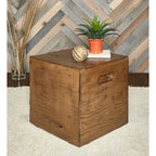 Mesa auxiliar tipo caja de madera rústica cuadrada