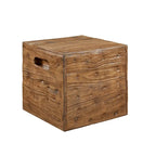 Mesa auxiliar tipo caja de madera rústica cuadrada