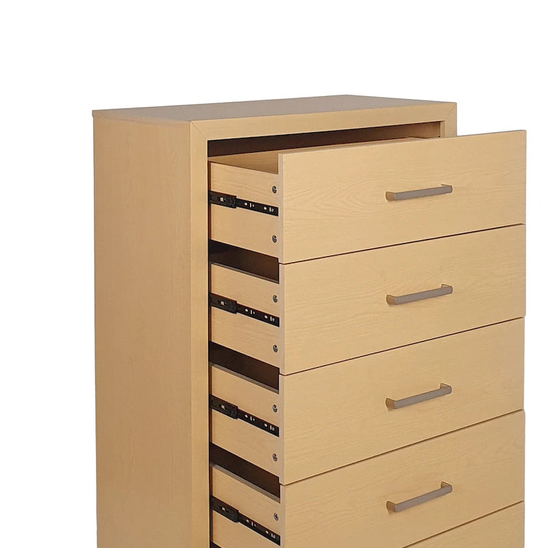 Cómoda de 5 cajones con base de hierro