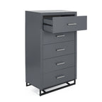 Cómoda de 5 cajones con base de hierro