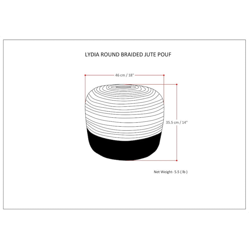 Puf redondo de yute trenzado