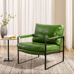 Sillón tapizado en piel sintética moderna con estructura de acero