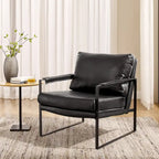 Sillón tapizado en piel sintética moderna con estructura de acero