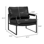 Sillón tapizado en piel sintética moderna con estructura de acero