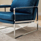 Sillón tapizado en piel sintética moderna con estructura de acero