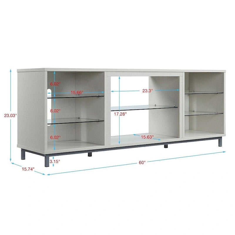 Mueble para TV de 60 pulgadas con repisas de cristal