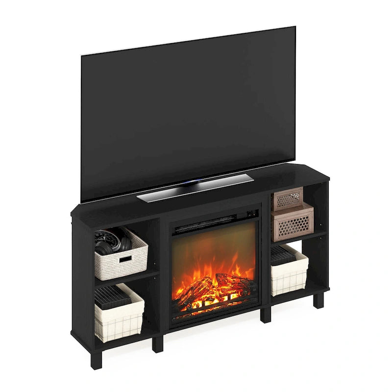 Soporte de TV de esquina para chimenea con patas metálicas para televisores de hasta 55"