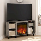 Soporte de TV de esquina para chimenea con patas metálicas para televisores de hasta 55"