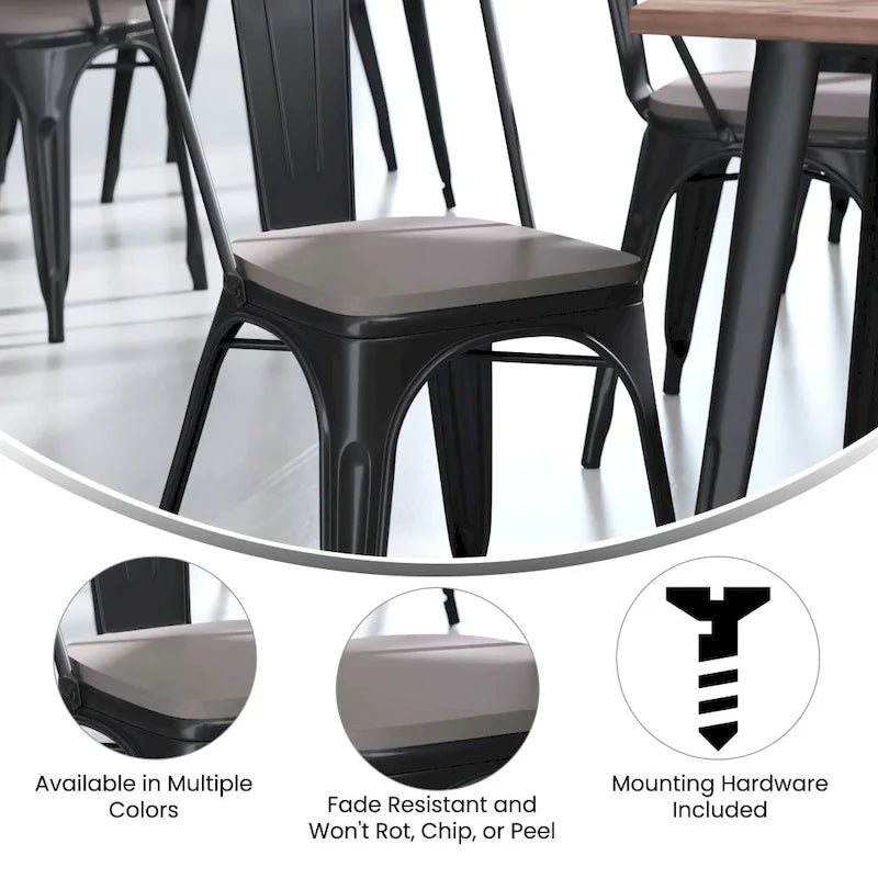 Assise de remplacement en polyrésine tout temps pour tabourets et chaises en métal